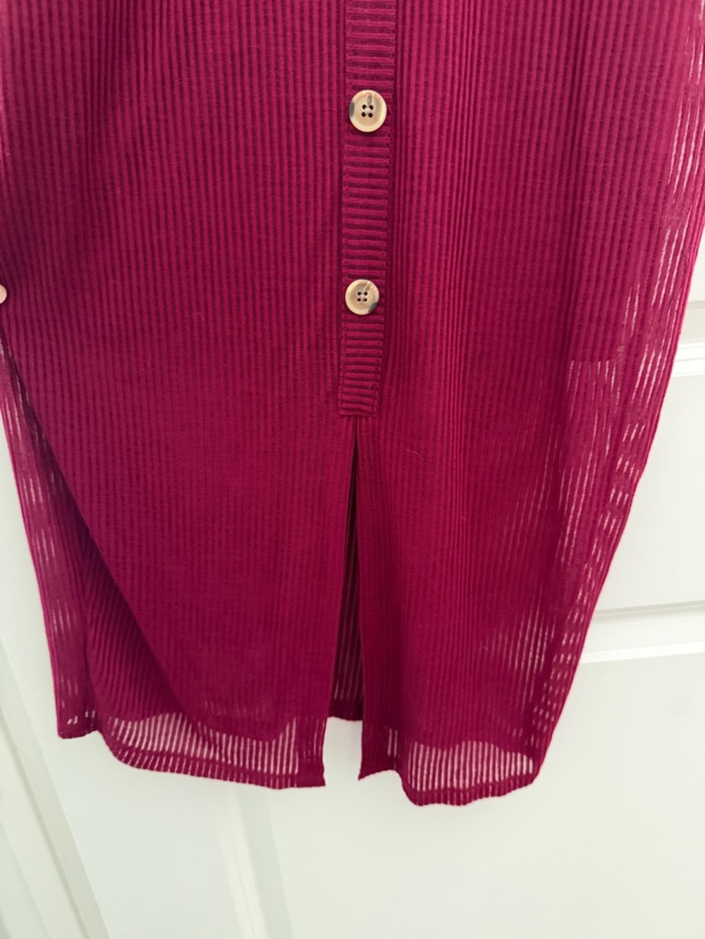 Express Burgundy Ribbed Button-Front Midi Dress - Picture 4 of 4